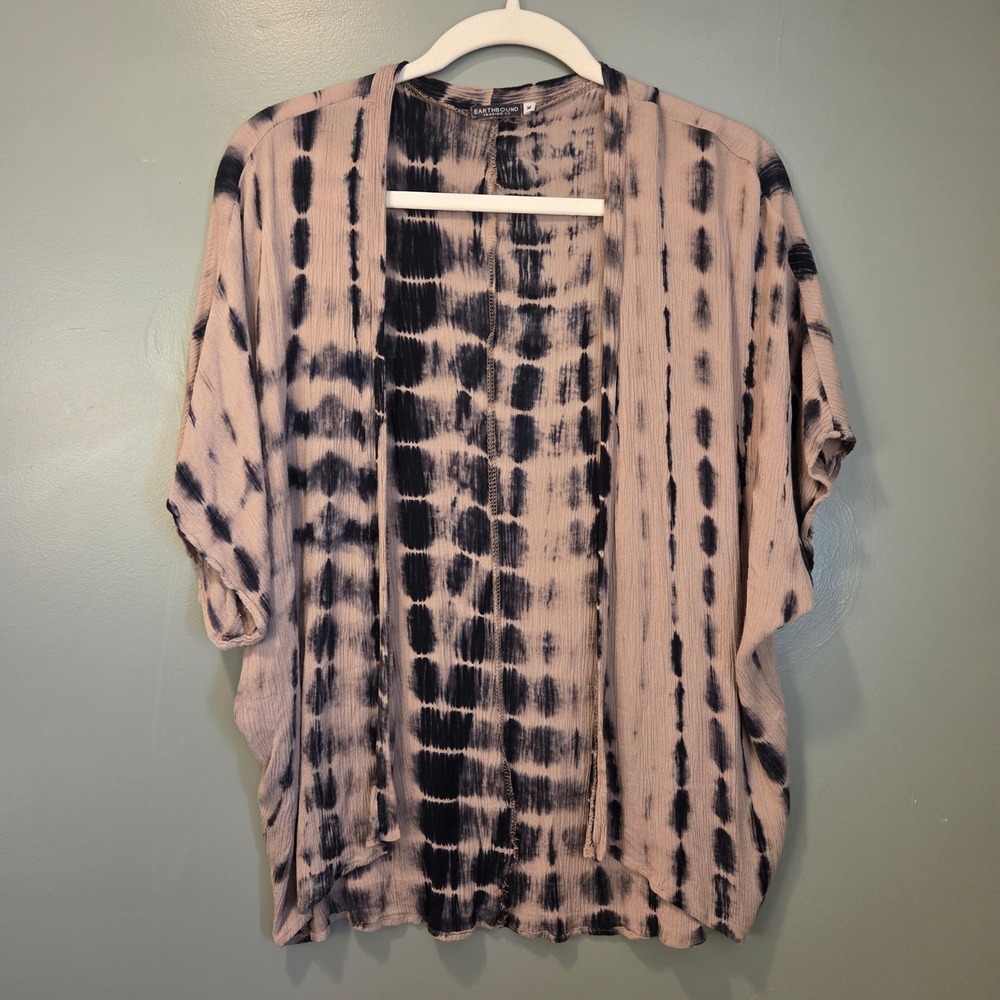 Earthbound‎ Trading Co Women's Size M Tie Dye Crinkle Kimono Open Front Cardigan